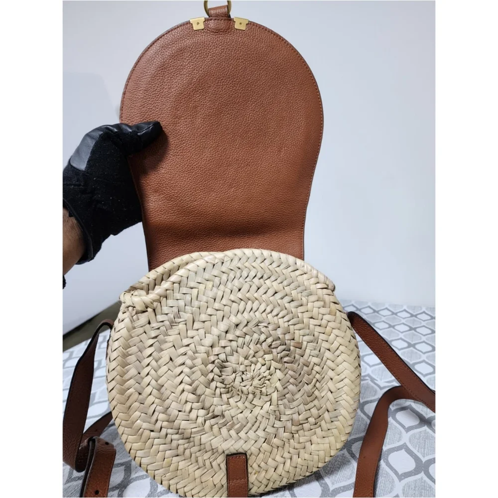 Chloé Raffia Crossbody Bag Brown/Cream